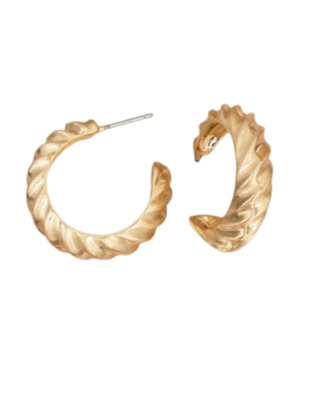 Elio Last Call Lounge Matte Gold Tone Hoop Stud Earrings (NWT)